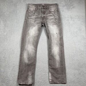 PRPS Barracuda Japanese Selvedge Button Fly Straight Leg Distress Jeans Sz 33x32